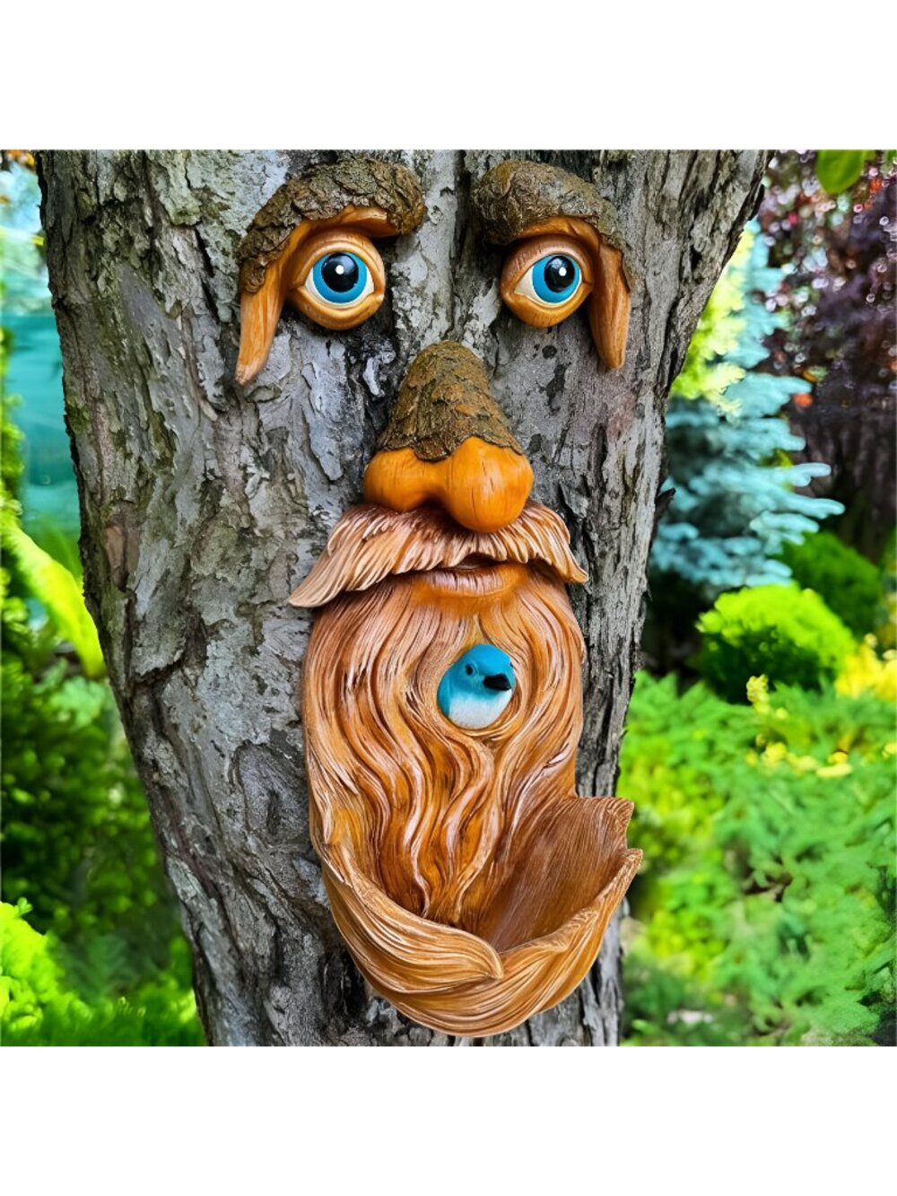 Tree Faces Decor Outdoor - Old Man Bird Feeder - Tree Hugger Garden